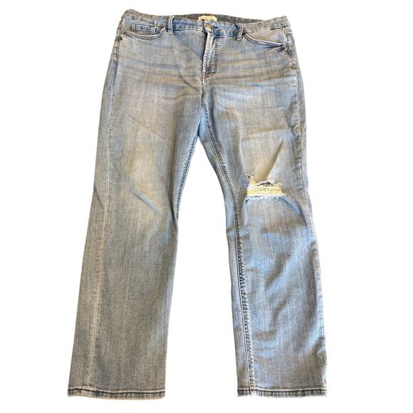 Jen 7 Light Wash Distressed Slim Boyfriend Denim Jeans Women size 14 - Picture 1 of 8